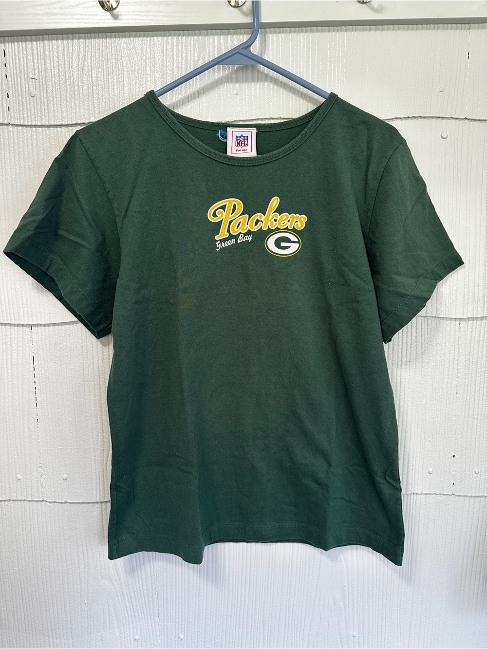 NFL For Her Women’s Large Cotton Boxy Tee Green Bay Packers Shirt 2000s Y2K vtg
